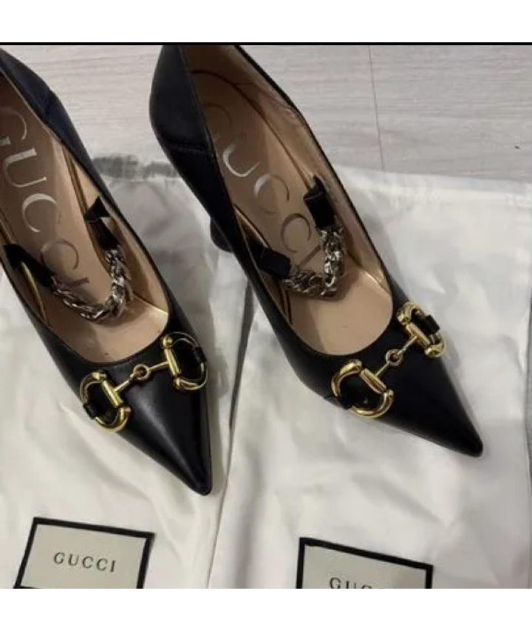 GUCCI Черные кожаные туфли, фото 5