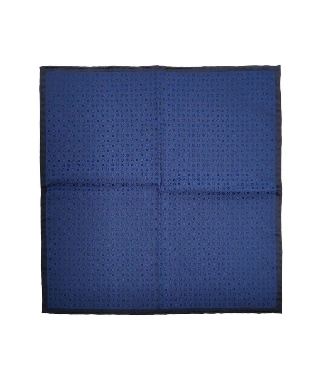 LOUIS VUITTON Синий шелковый шарф, фото 1