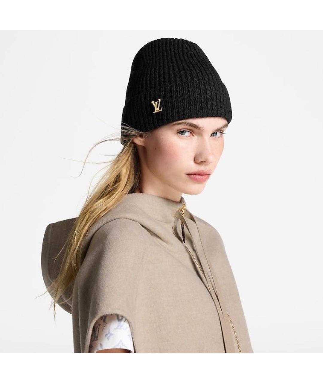 LOUIS VUITTON Черная шерстяная шапка, фото 3