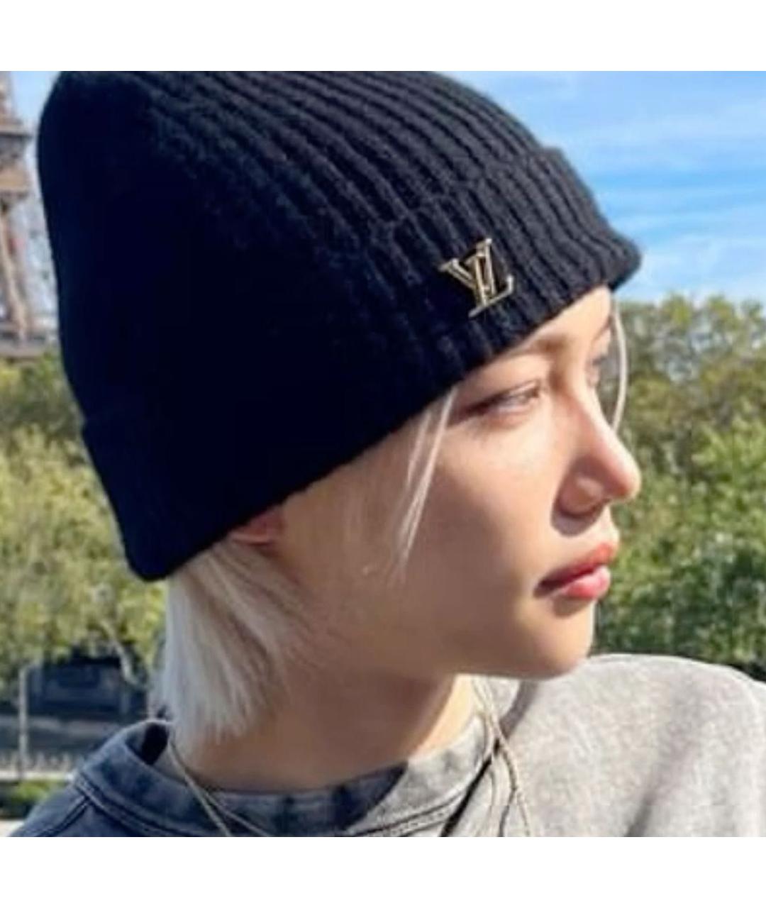 LOUIS VUITTON Черная шерстяная шапка, фото 4