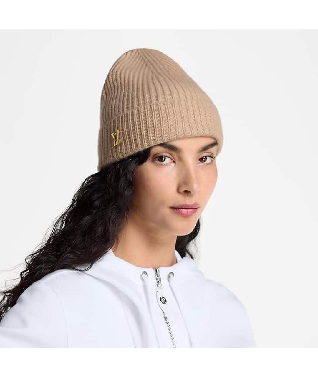 LOUIS VUITTON Бежевая шерстяная шапка, фото 3