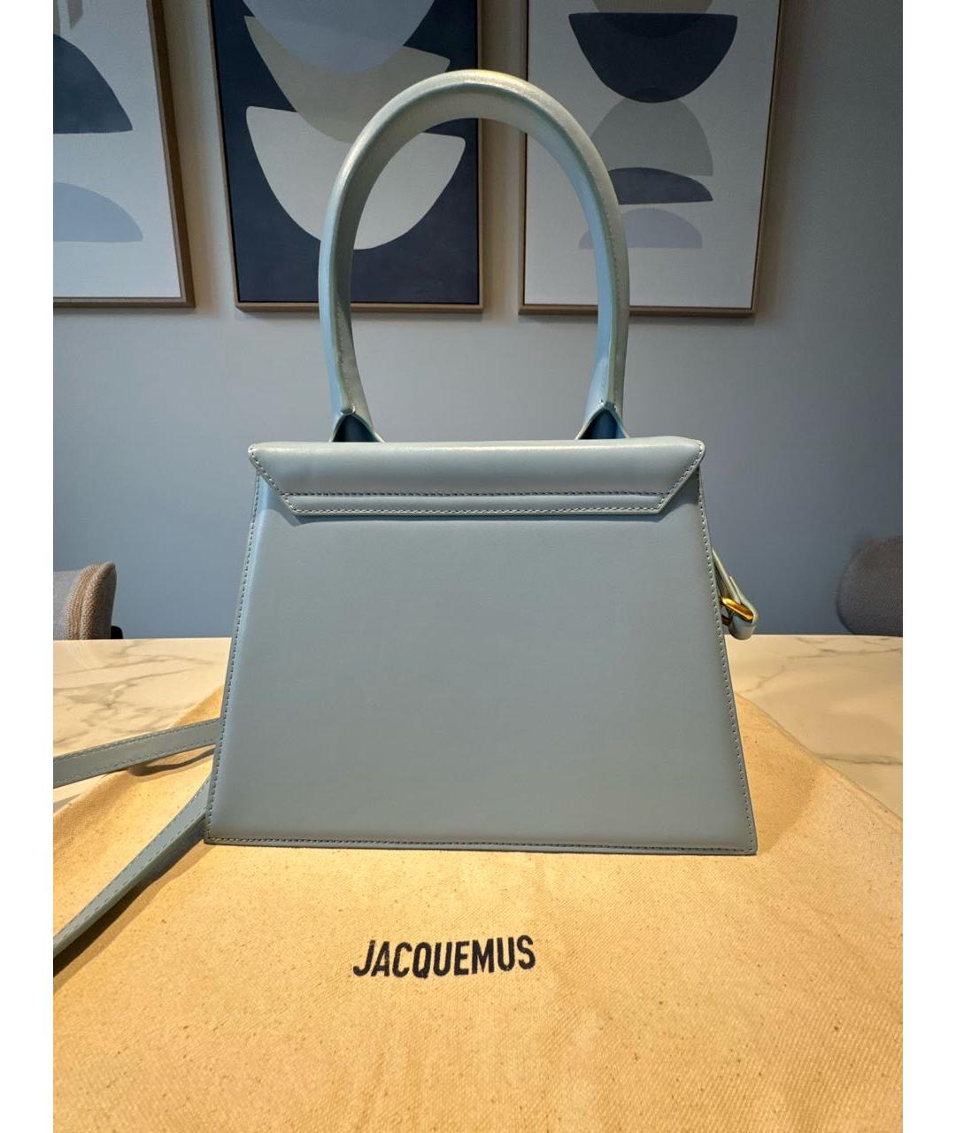 JACQUEMUS Голубая кожаная сумка через плечо, фото 3