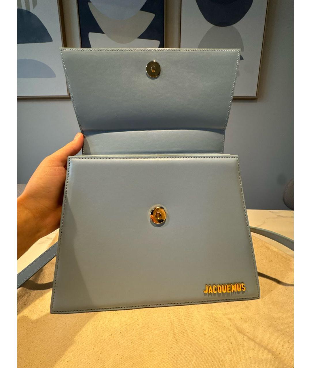 JACQUEMUS Голубая кожаная сумка через плечо, фото 6