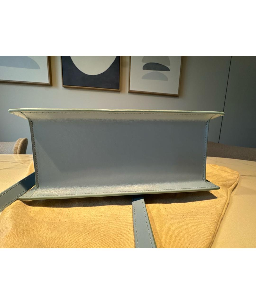 JACQUEMUS Голубая кожаная сумка через плечо, фото 5