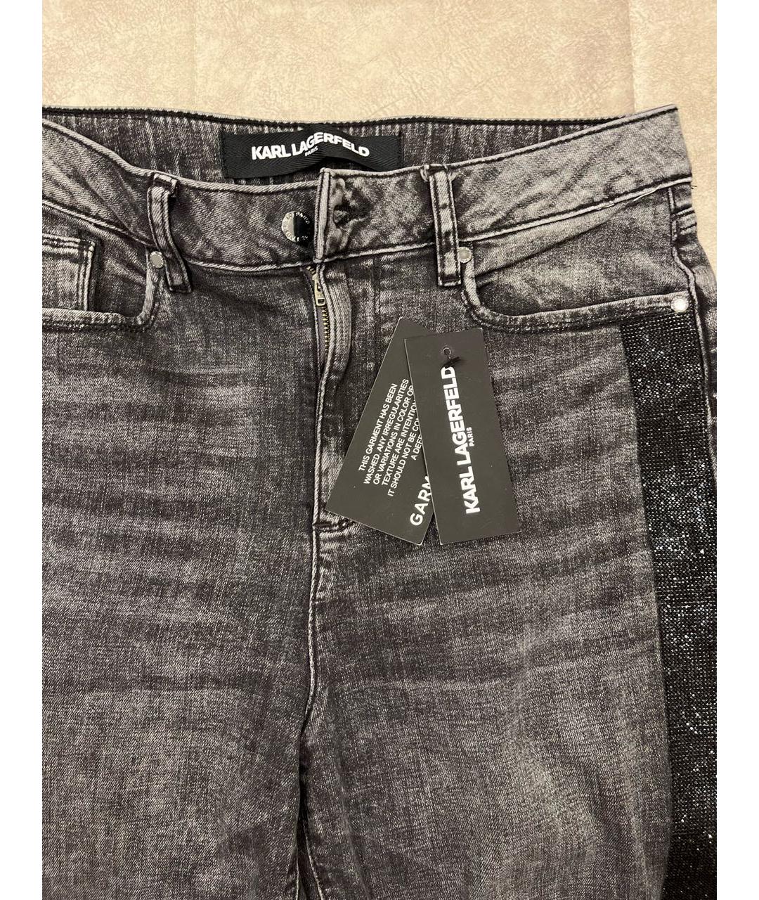 KARL LAGERFELD Серые хлопковые прямые джинсы, фото 3