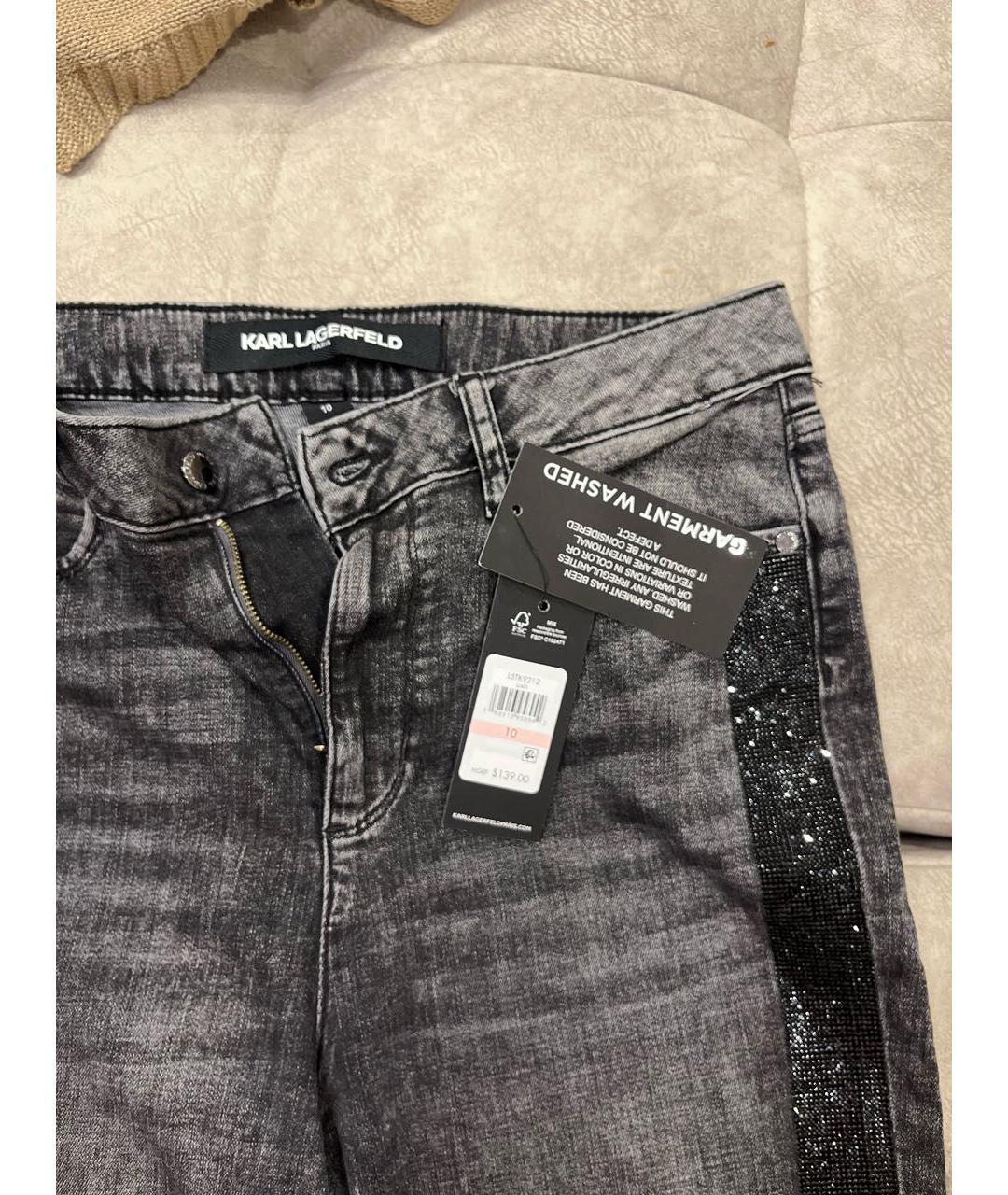 KARL LAGERFELD Серые хлопковые прямые джинсы, фото 2