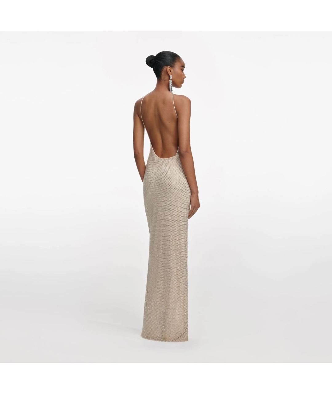 SELF-PORTRAIT Бежевое хлопковое вечернее платье, фото 2