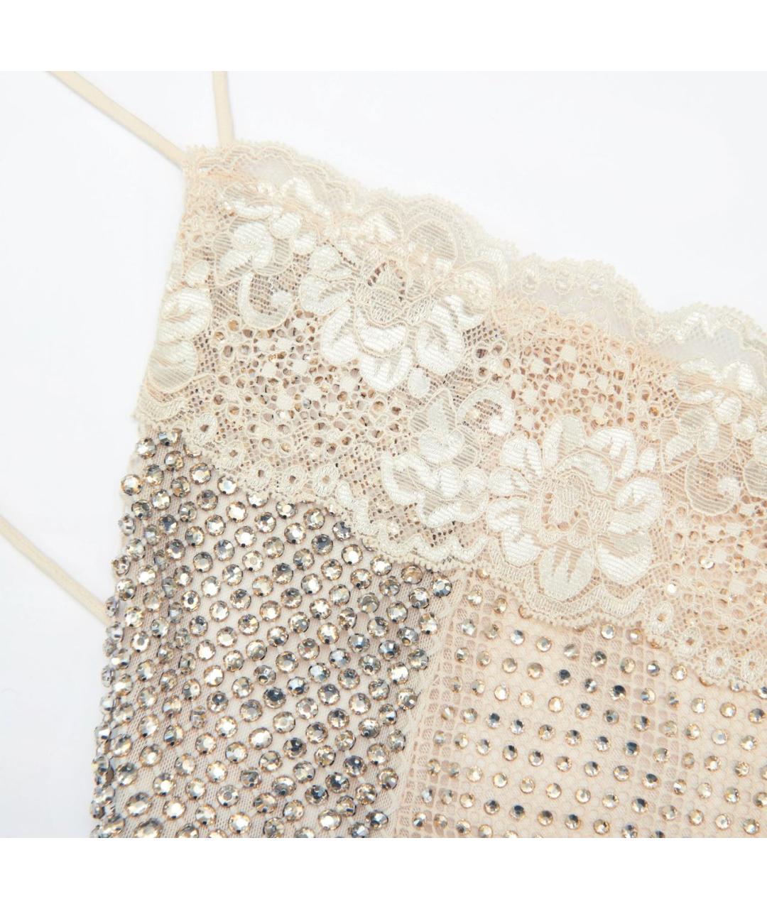 SELF-PORTRAIT Бежевое хлопковое вечернее платье, фото 3