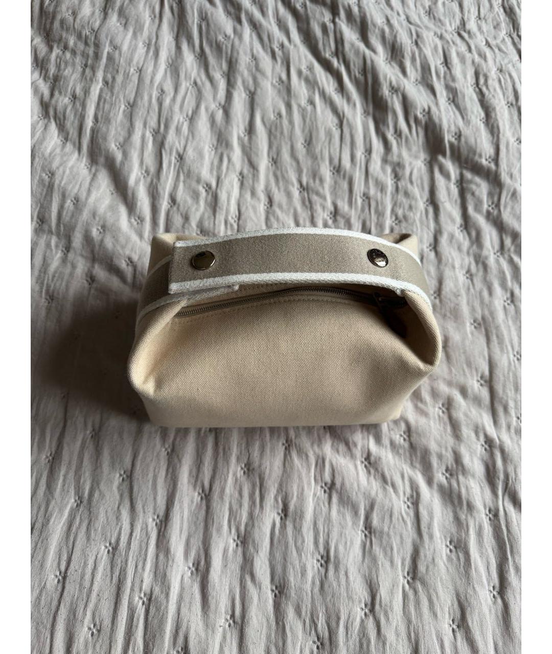 HERMES Бежевая тканевая сумка с короткими ручками, фото 3