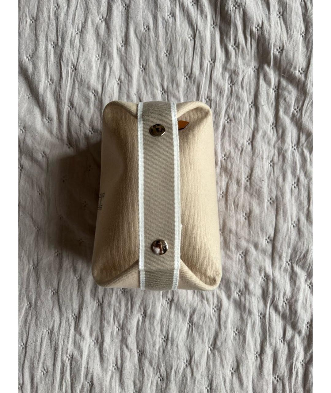 HERMES Бежевая тканевая сумка с короткими ручками, фото 2