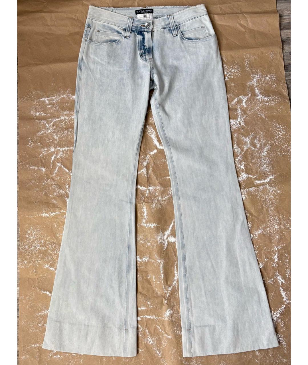 DOLCE&GABBANA Голубые хлопковые джинсы клеш, фото 8