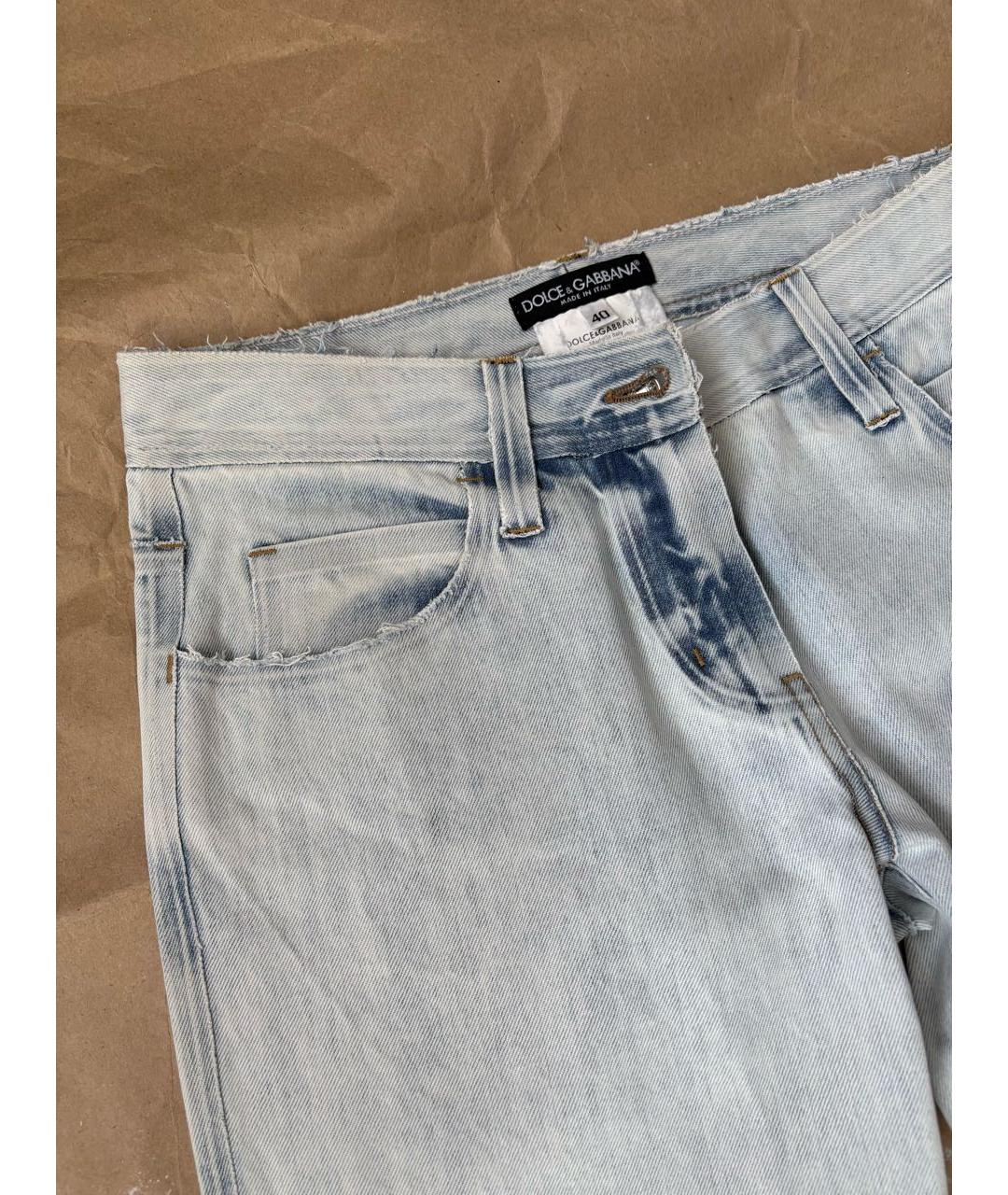 DOLCE&GABBANA Голубые хлопковые джинсы клеш, фото 4