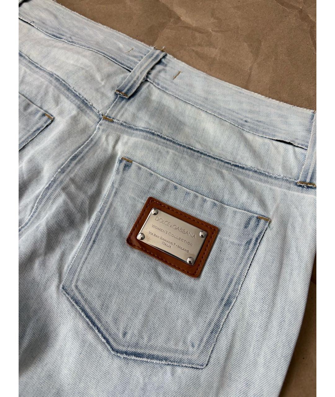 DOLCE&GABBANA Голубые хлопковые джинсы клеш, фото 7