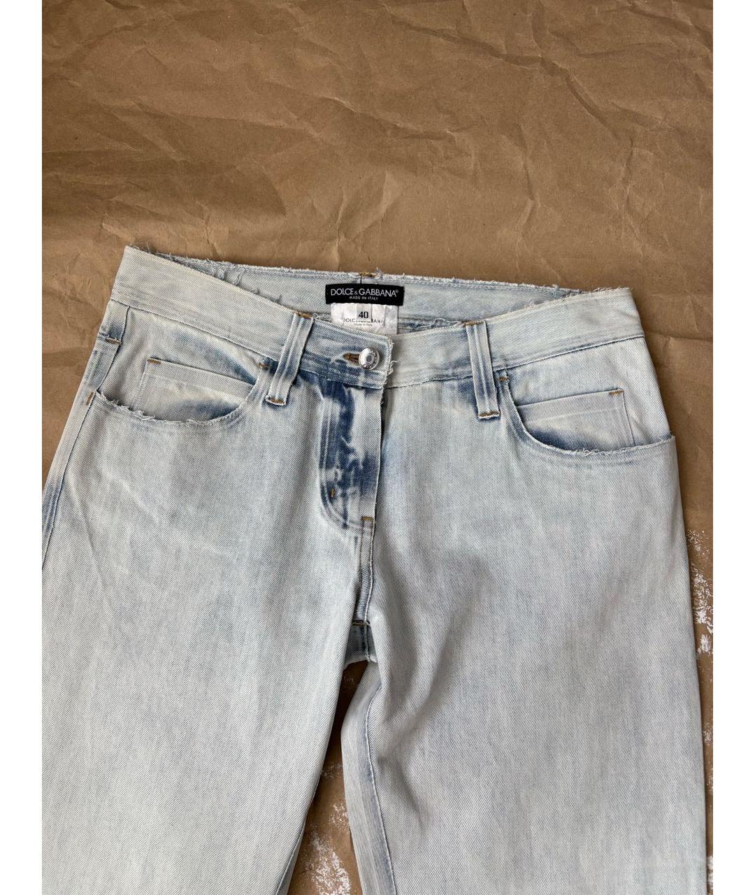 DOLCE&GABBANA Голубые хлопковые джинсы клеш, фото 2