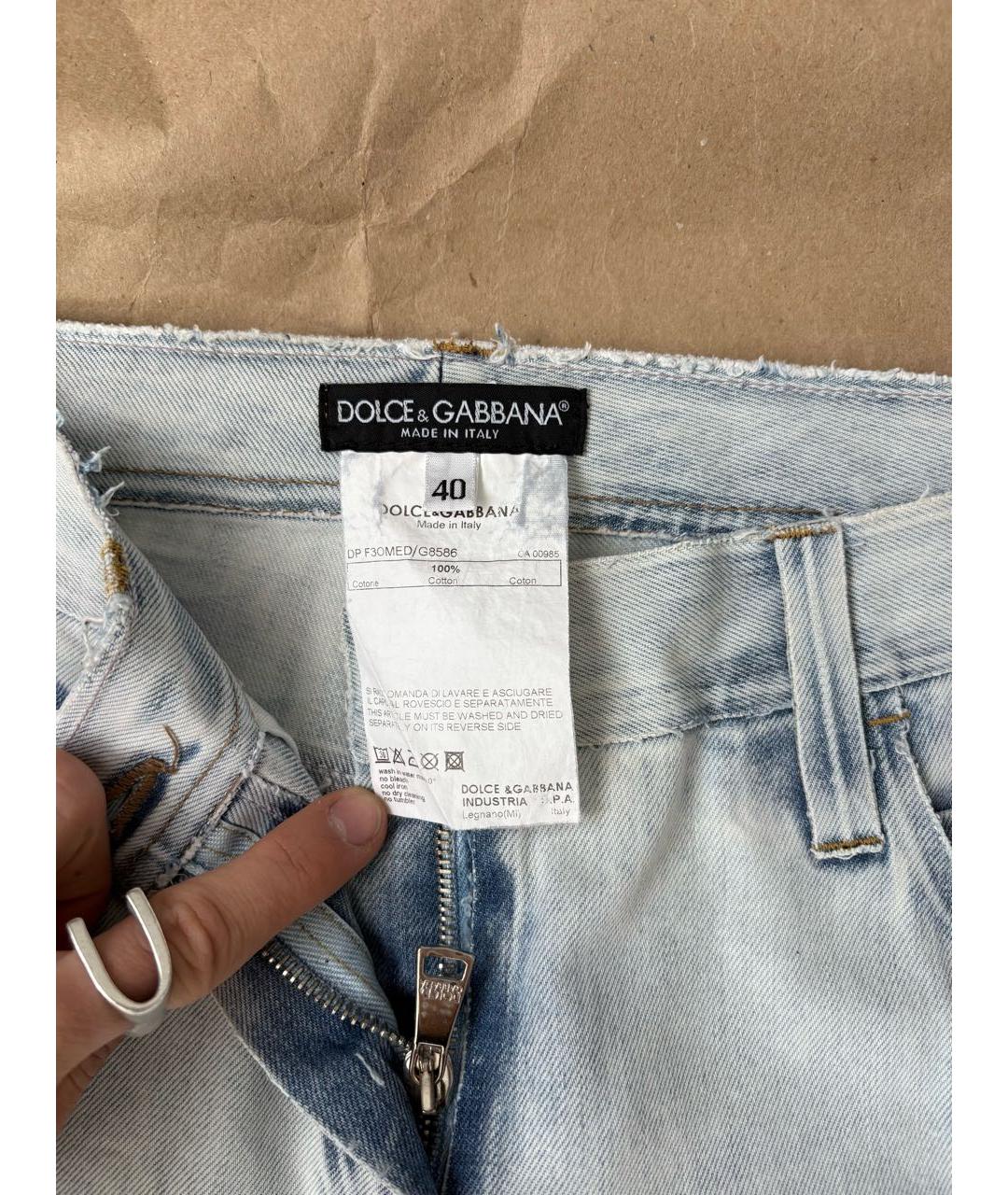 DOLCE&GABBANA Голубые хлопковые джинсы клеш, фото 3