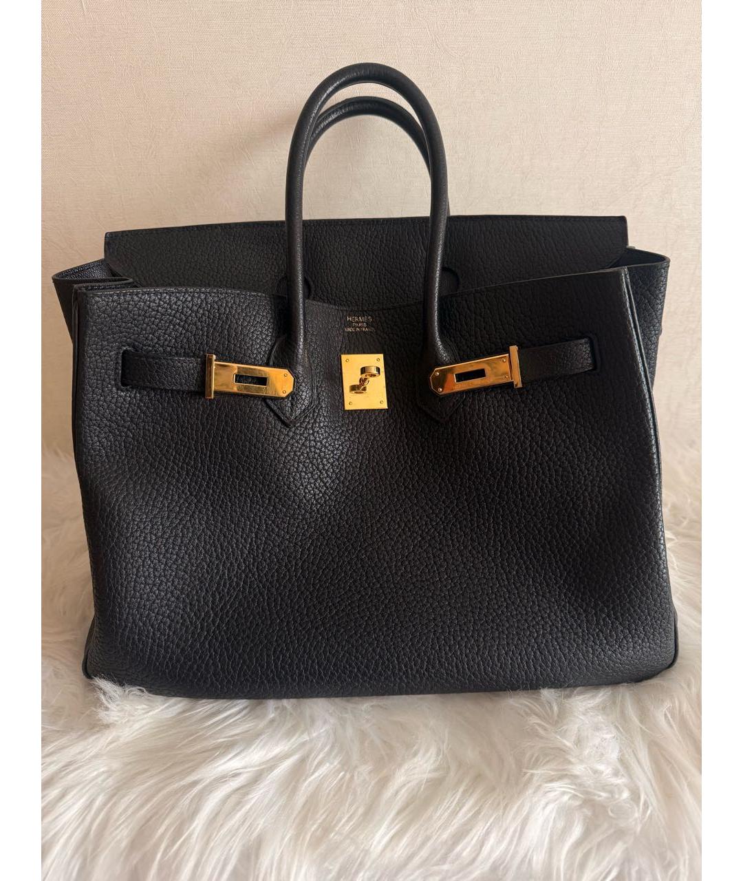 HERMES Черная кожаная сумка с короткими ручками, фото 9