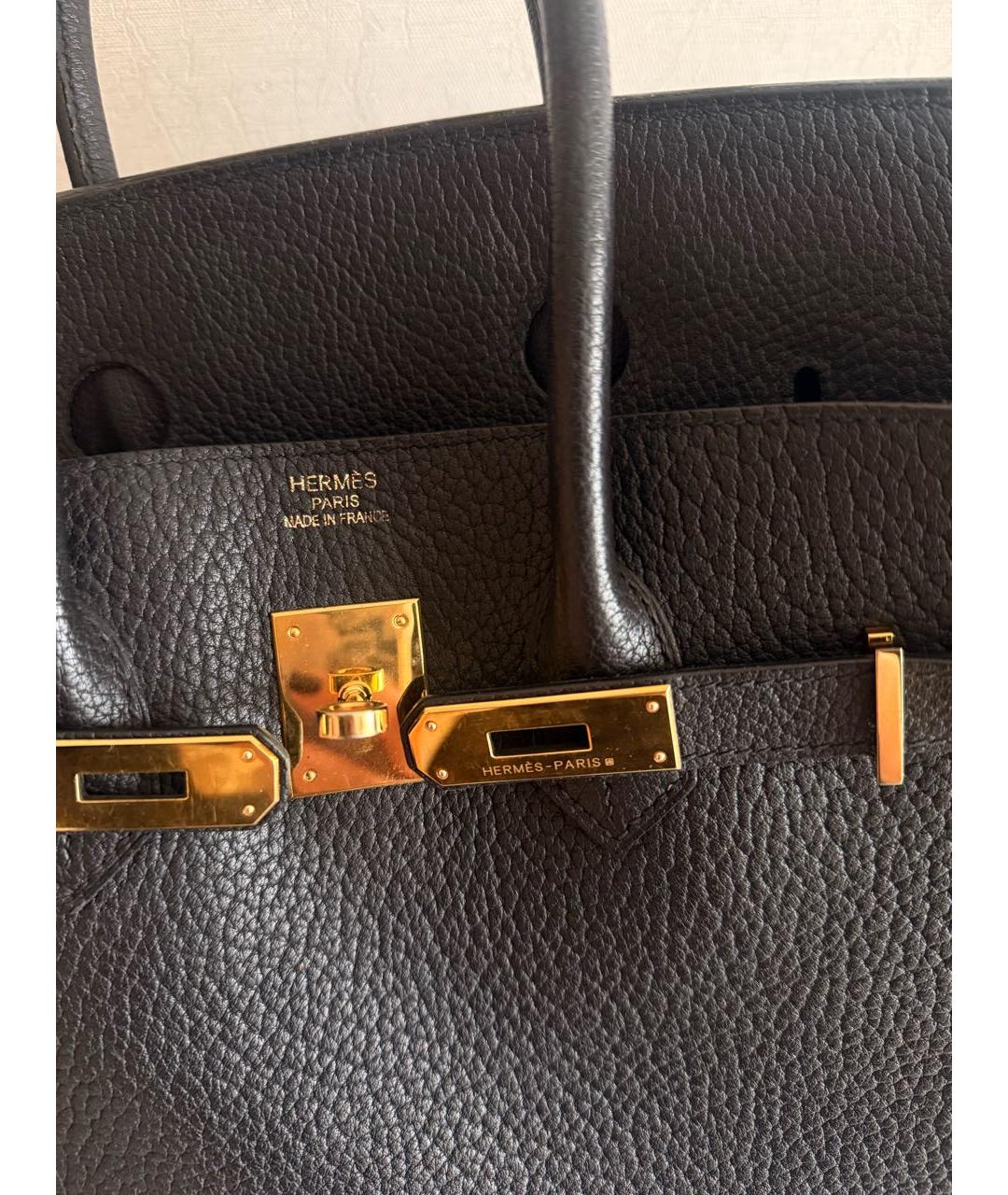 HERMES Черная кожаная сумка с короткими ручками, фото 2