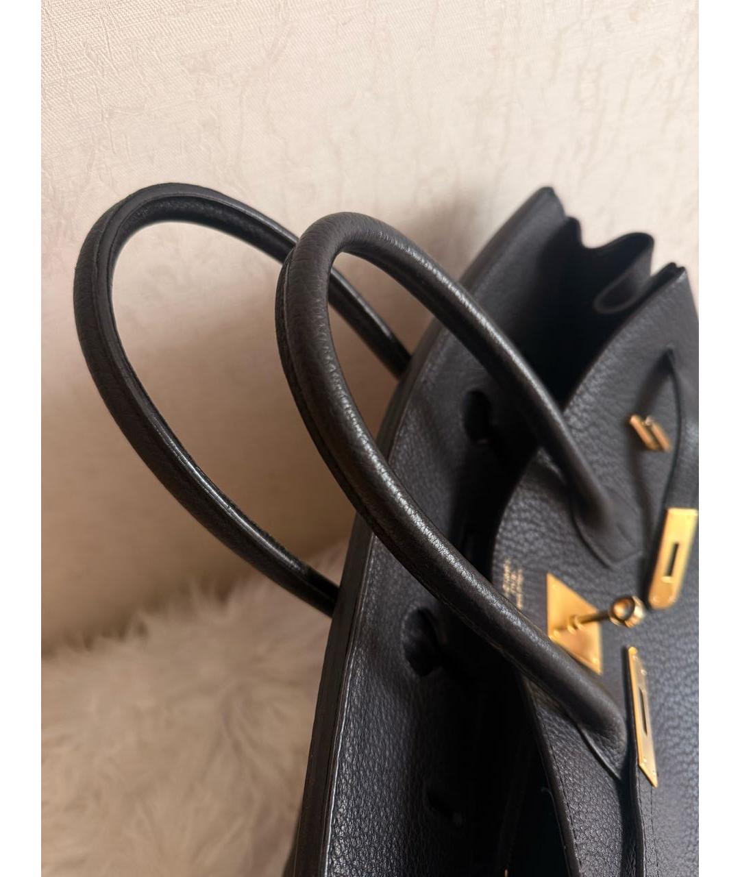 HERMES Черная кожаная сумка с короткими ручками, фото 7
