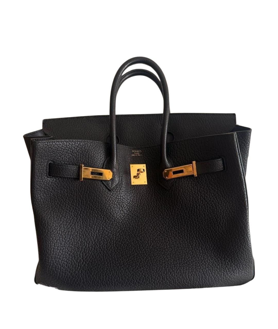 HERMES Черная кожаная сумка с короткими ручками, фото 1