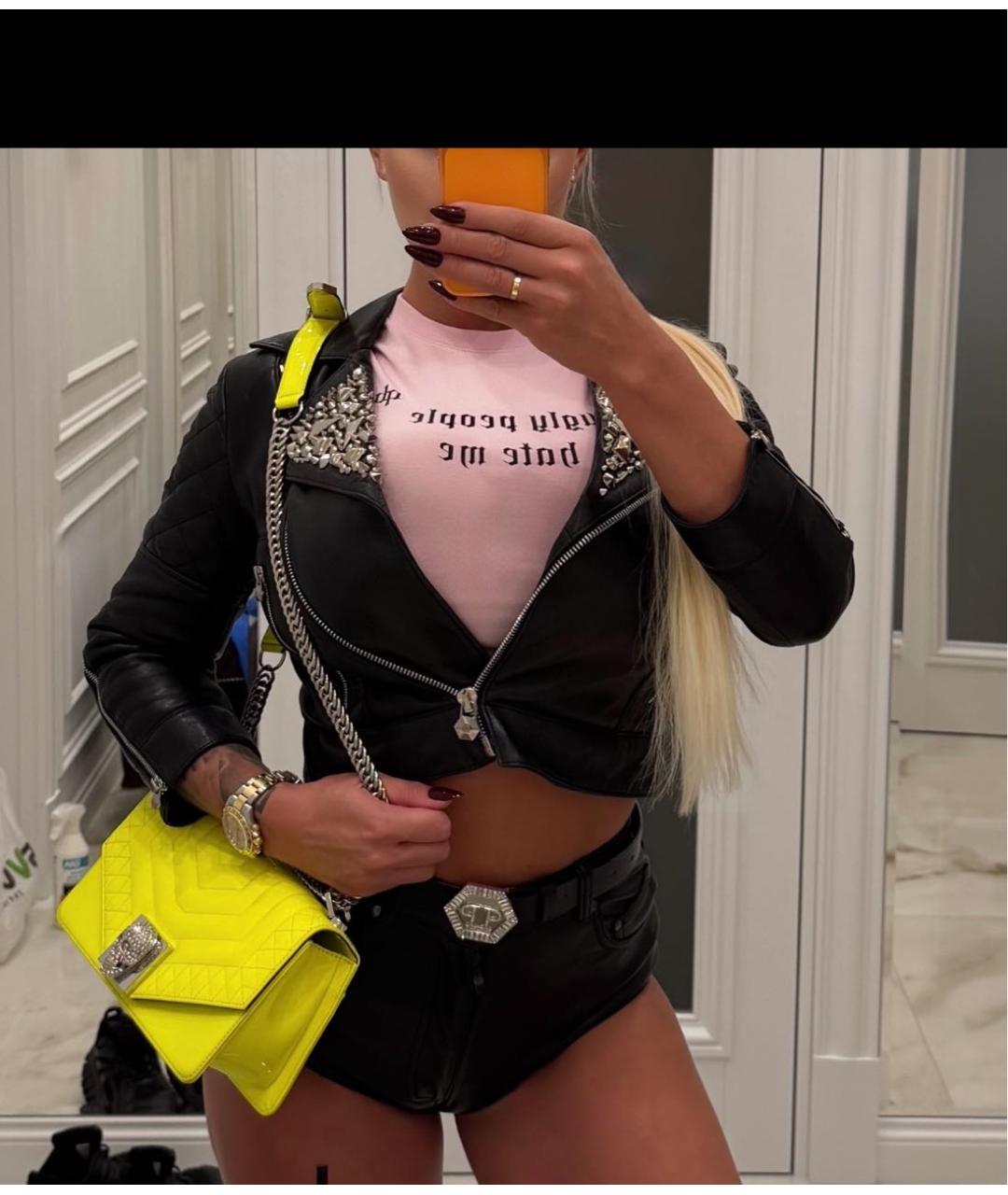 PHILIPP PLEIN Черная кожаная куртка, фото 2