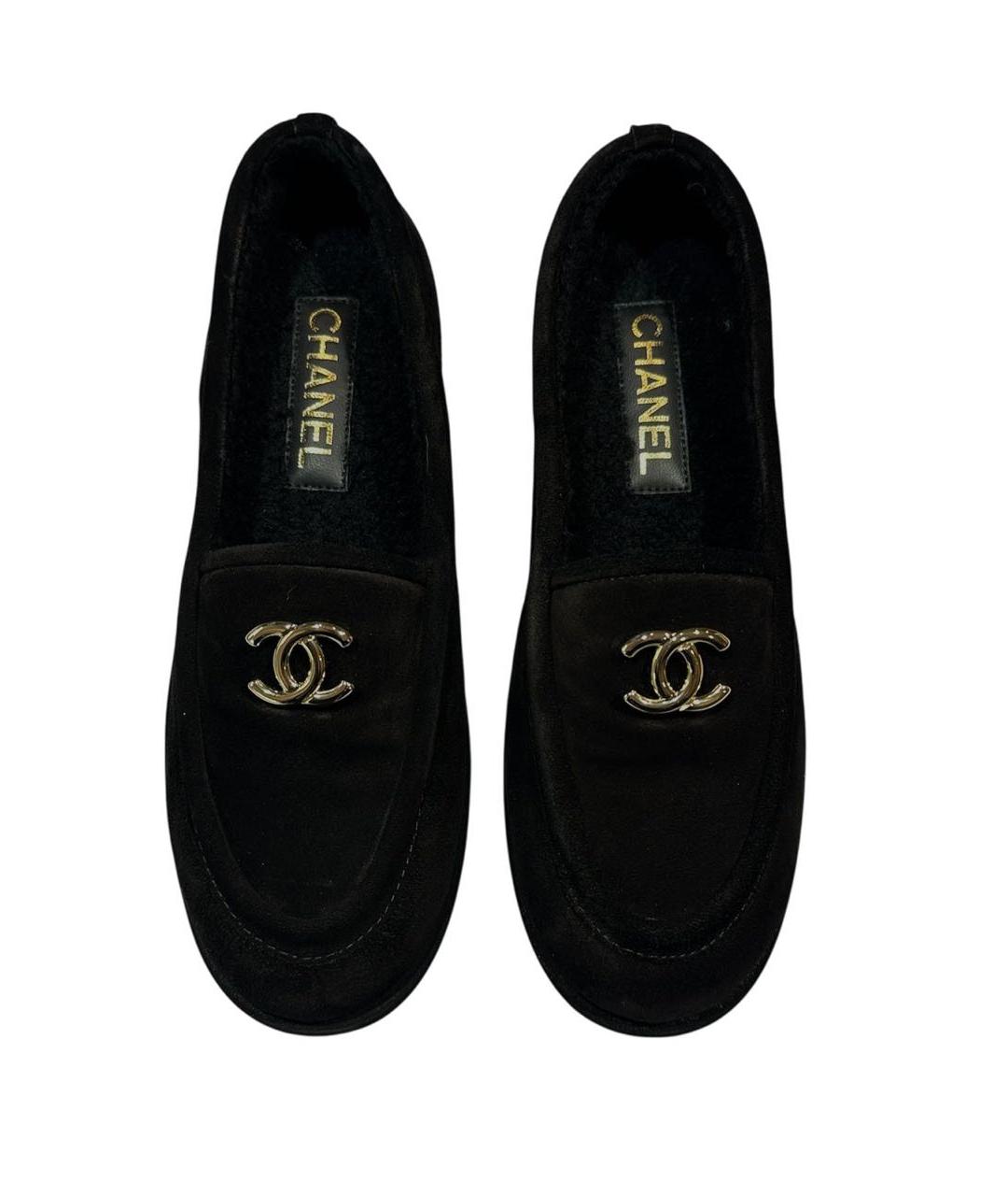 CHANEL Черные замшевые лоферы, фото 2