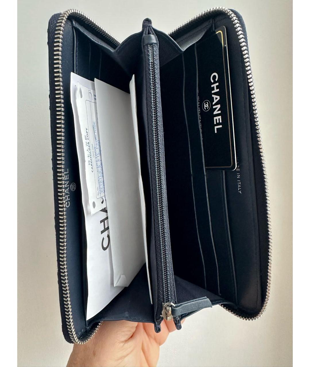 CHANEL Темно-синий кожаный кошелек, фото 3