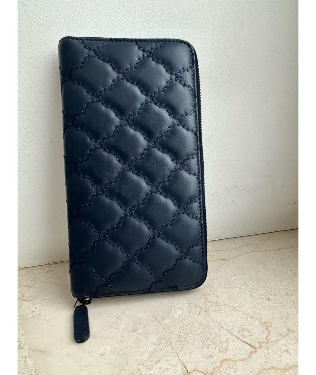 CHANEL Темно-синий кожаный кошелек, фото 7