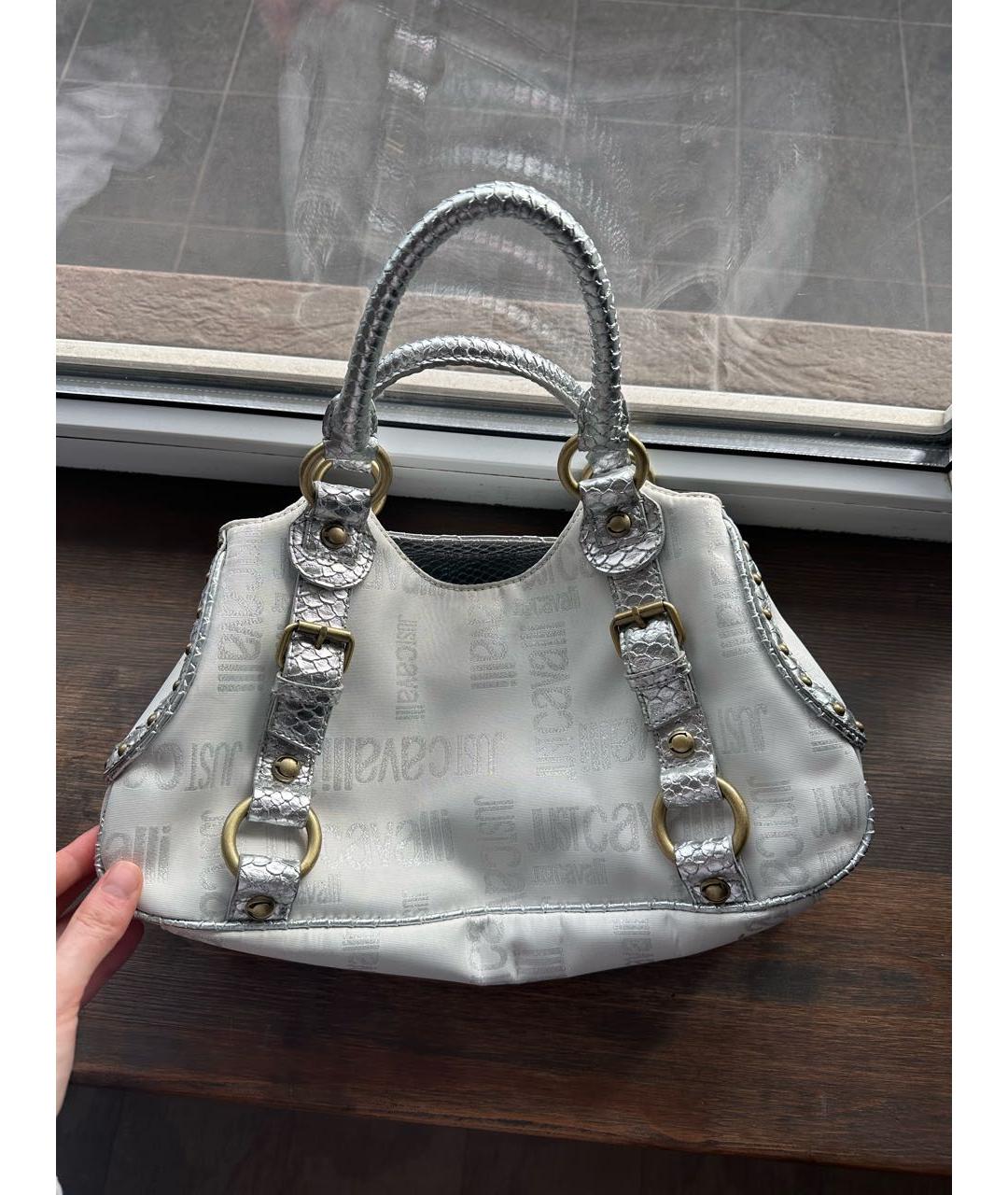 JUST CAVALLI Белая кожаная сумка с короткими ручками, фото 7