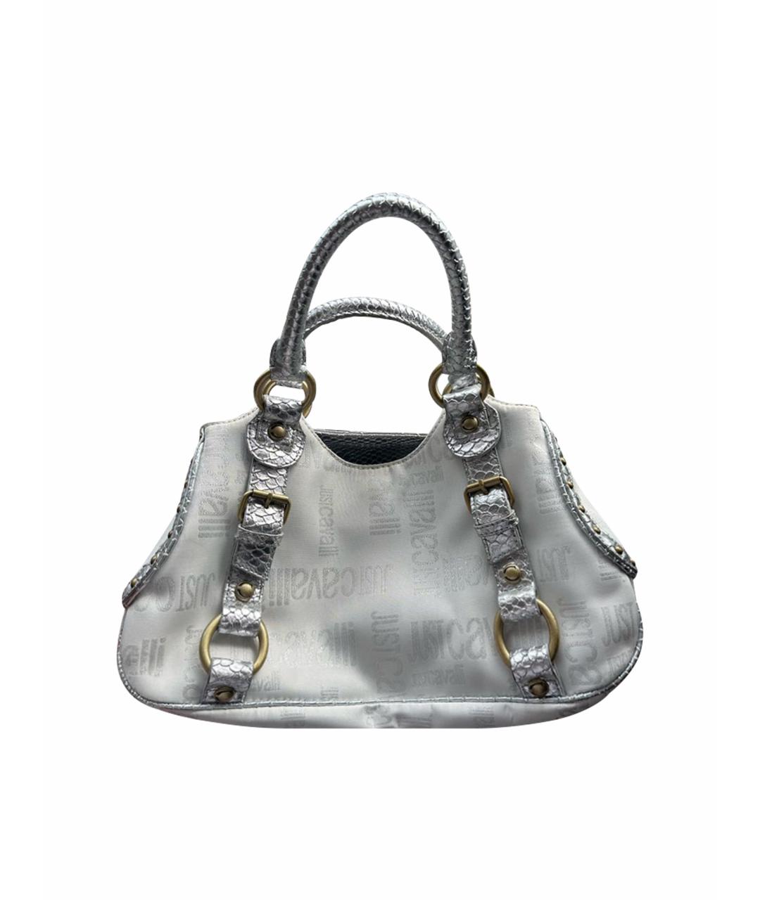 JUST CAVALLI Белая кожаная сумка с короткими ручками, фото 1