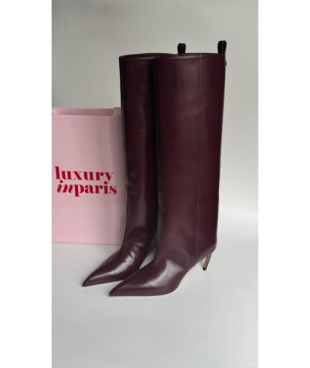 THE ATTICO Бордовые кожаные сапоги, фото 3