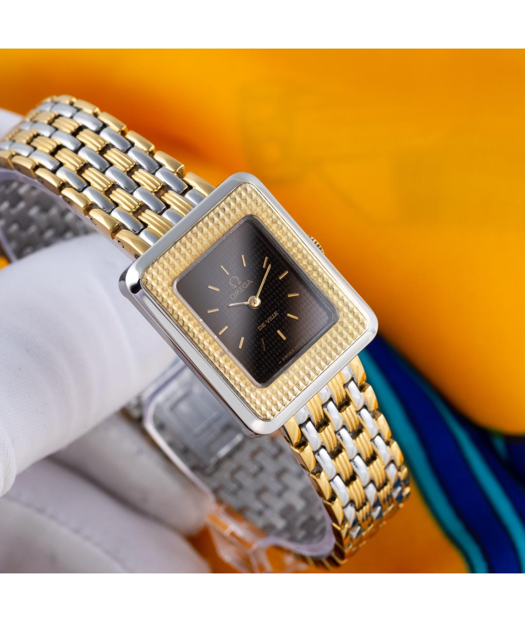 OMEGA Золотые металлические часы, фото 3