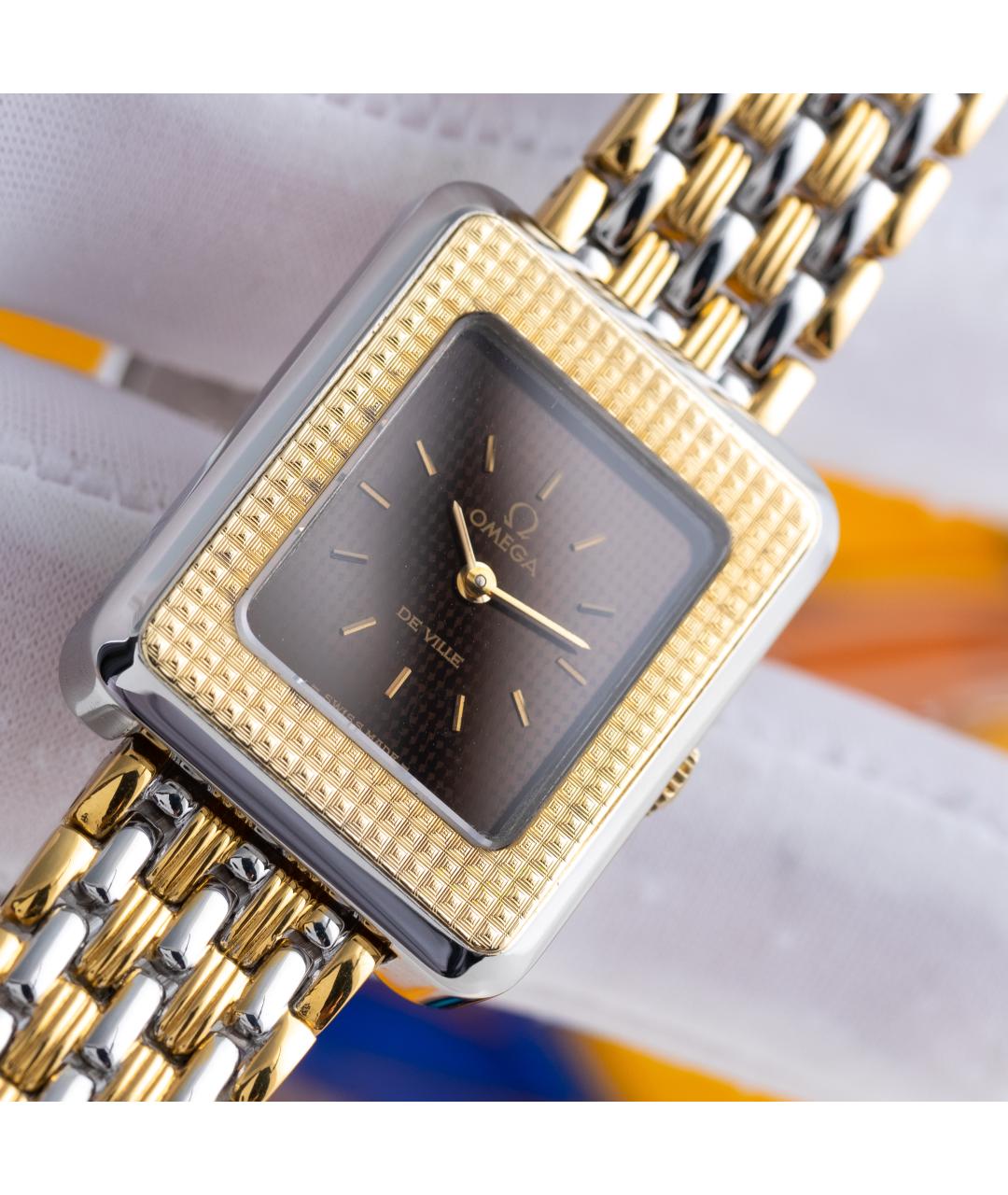 OMEGA Золотые металлические часы, фото 9