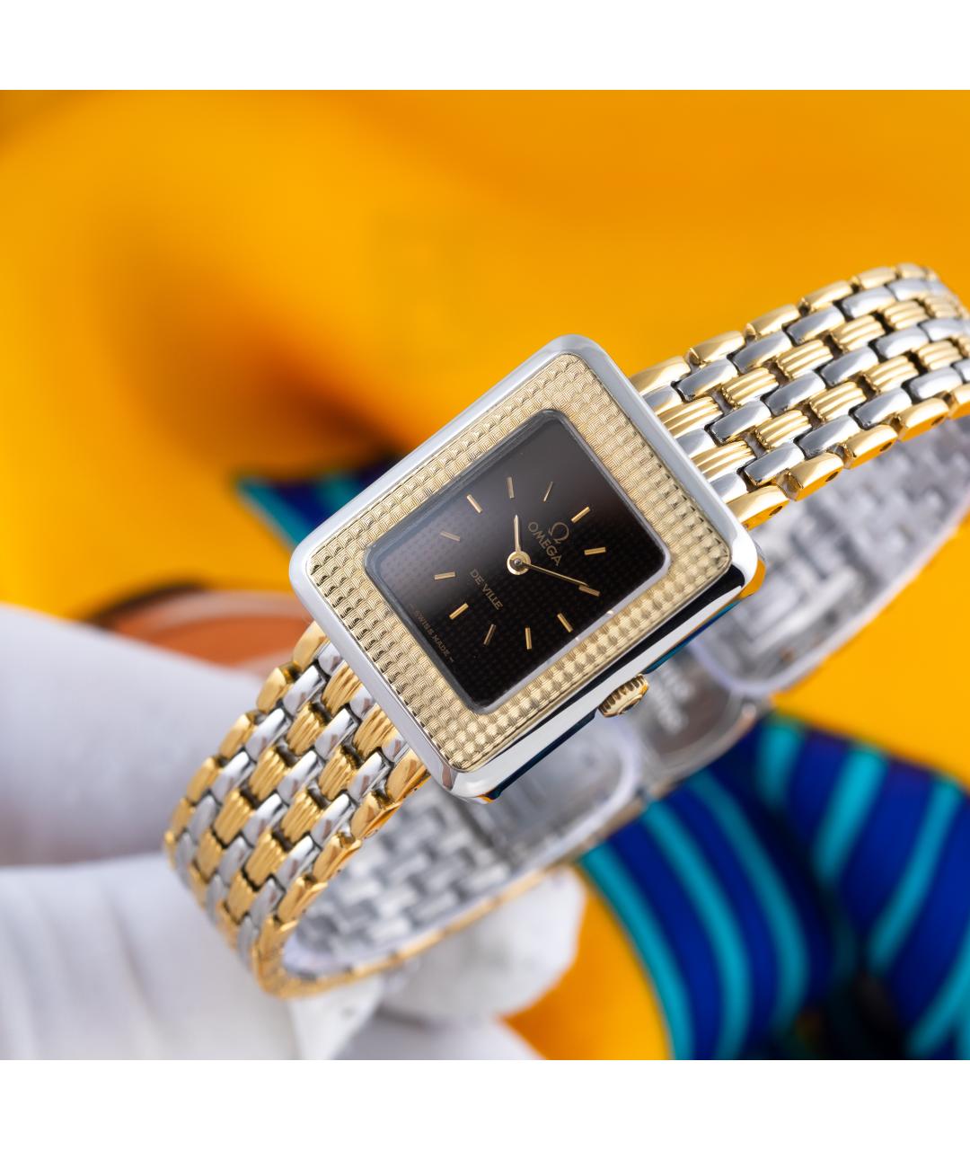 OMEGA Золотые металлические часы, фото 8