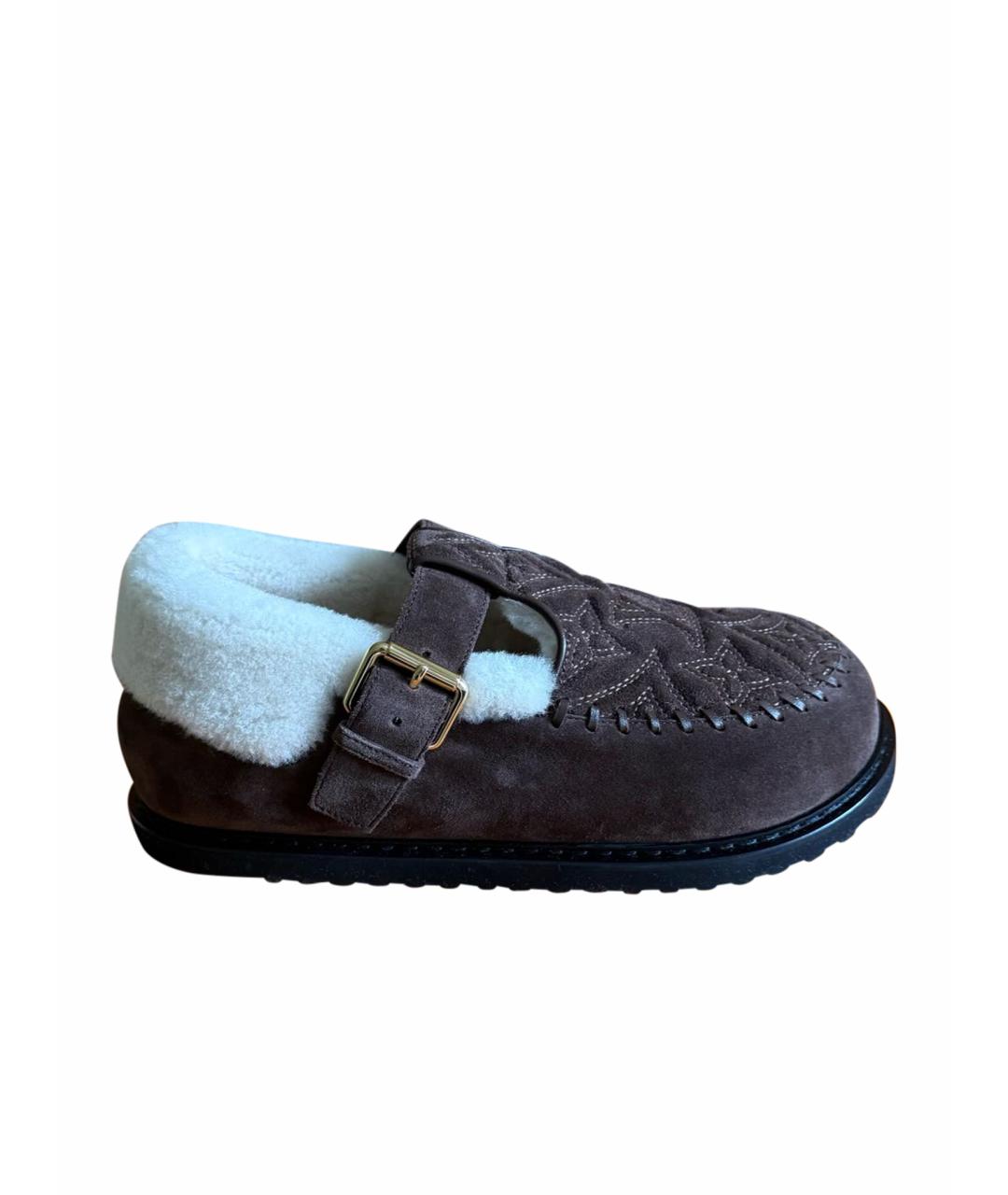 LOUIS VUITTON Коричневые замшевые сабо, фото 1