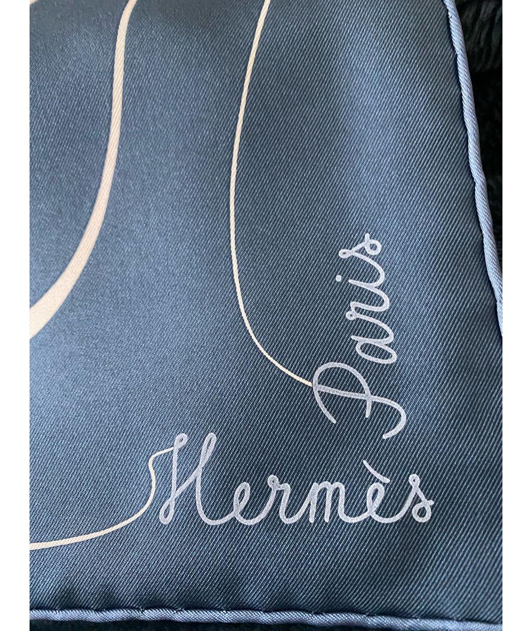 HERMES Синий шелковый платок, фото 3