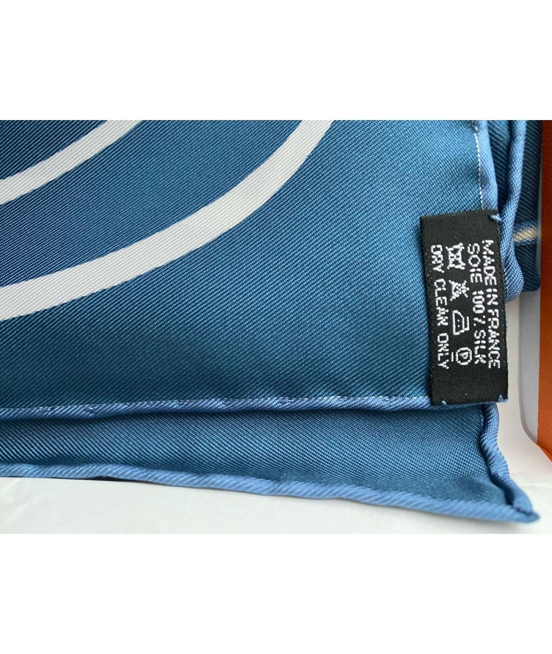 HERMES Синий шелковый платок, фото 2