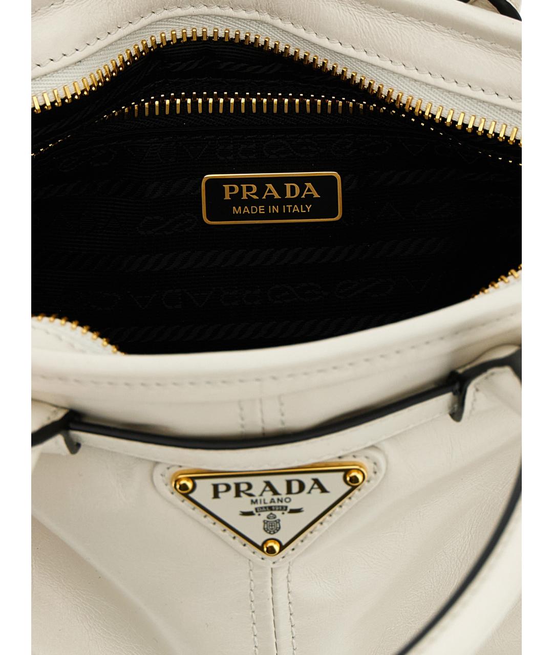 PRADA Белая кожаная сумка тоут, фото 3