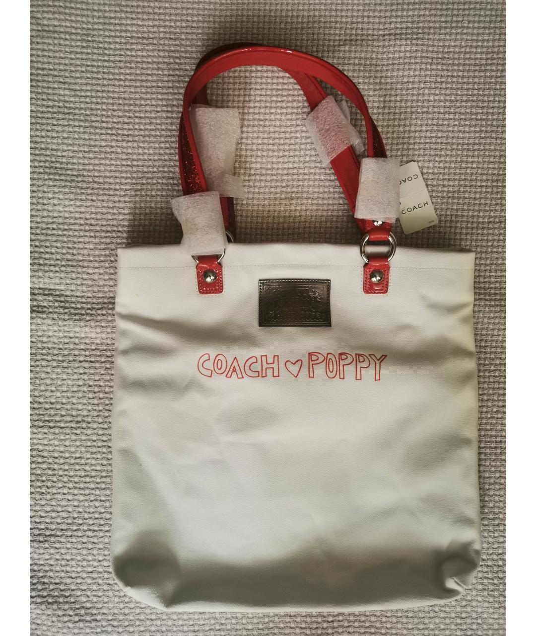 COACH Белая хлопковая сумка тоут, фото 2