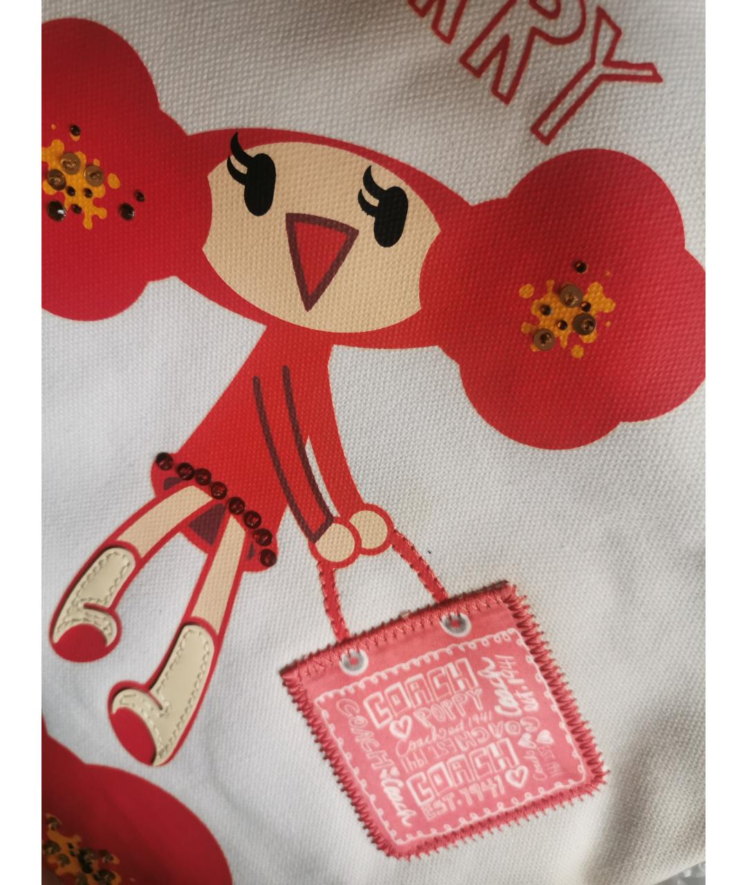 COACH Белая хлопковая сумка тоут, фото 5