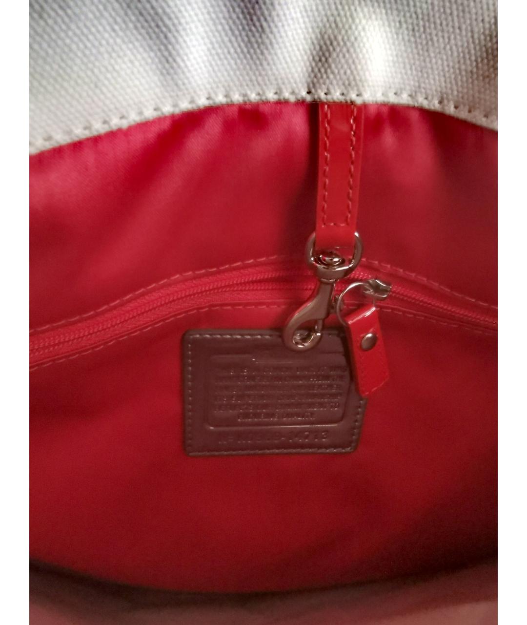 COACH Белая хлопковая сумка тоут, фото 4