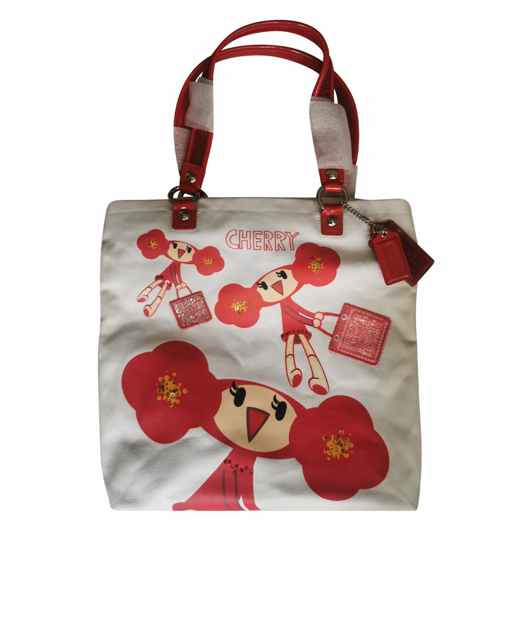 COACH Белая хлопковая сумка тоут, фото 1