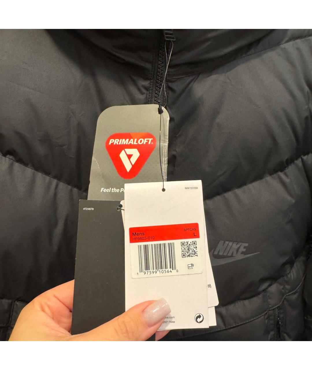 NIKE Черный полиэстеровый пуховик, фото 4