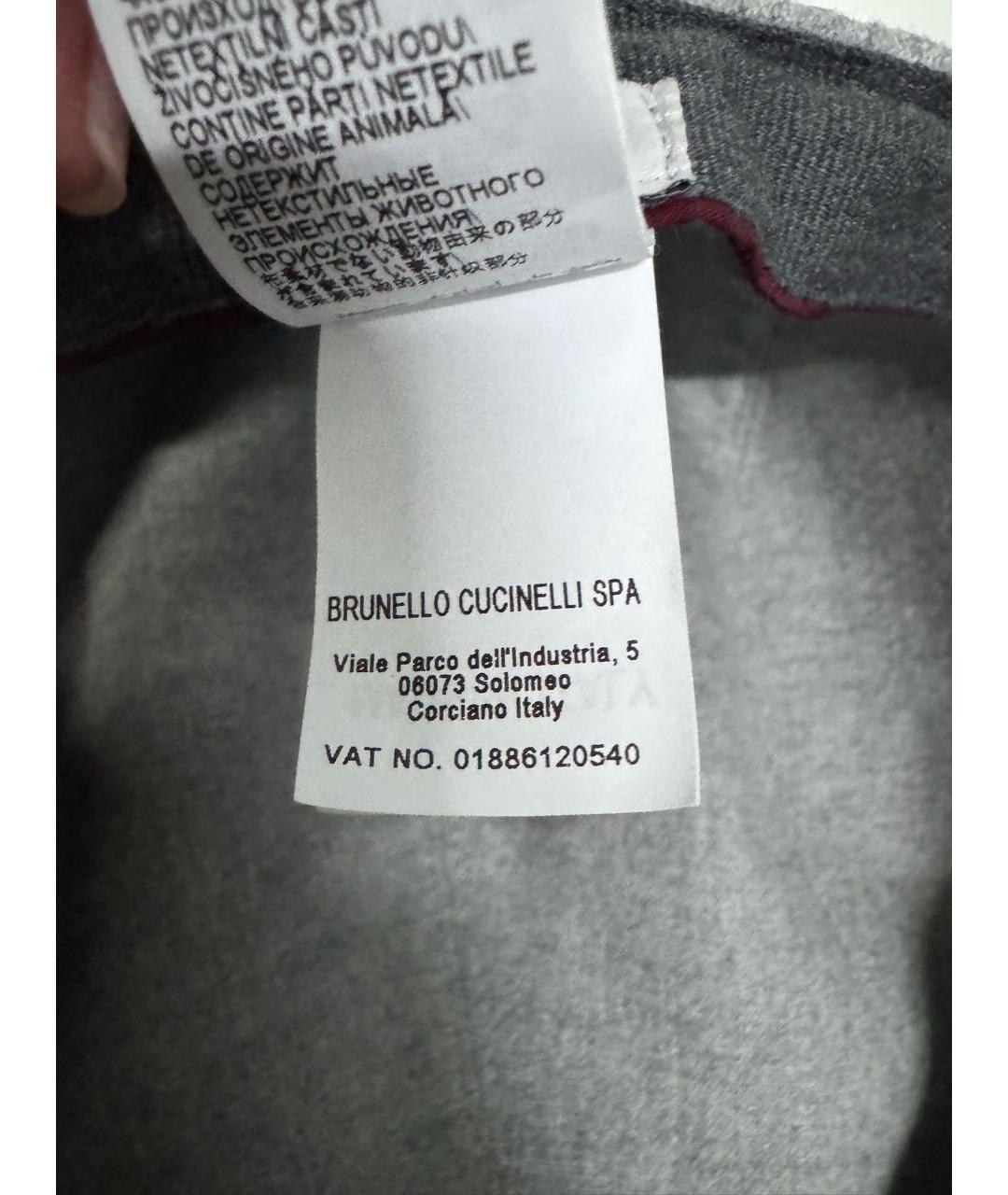 BRUNELLO CUCINELLI Серая шерстяная кепка/бейсболка, фото 7