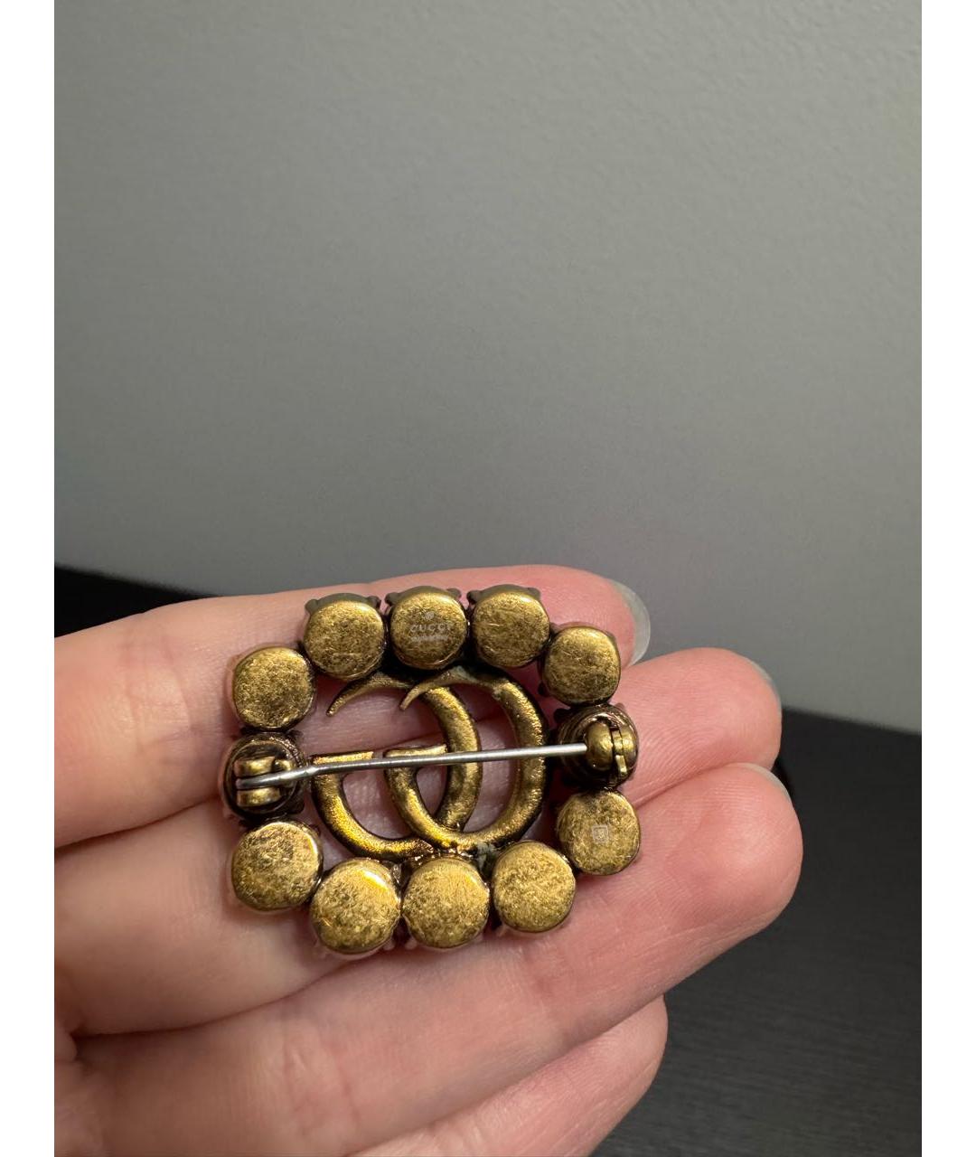 GUCCI Бордовая металлическая булавка / брошь, фото 3