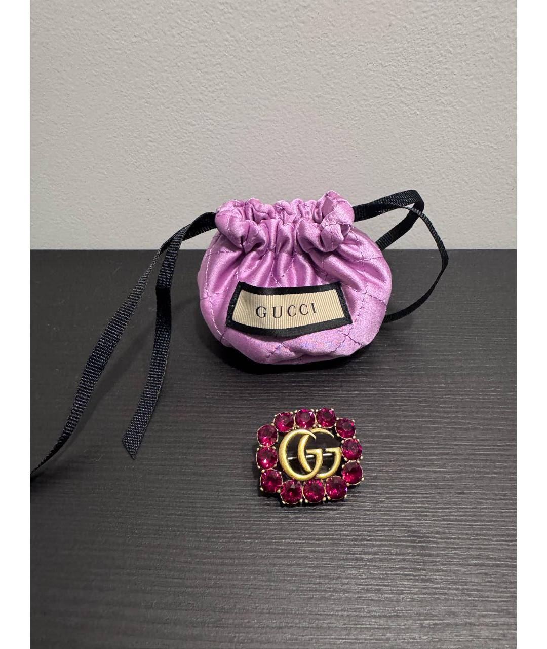 GUCCI Бордовая металлическая булавка / брошь, фото 4