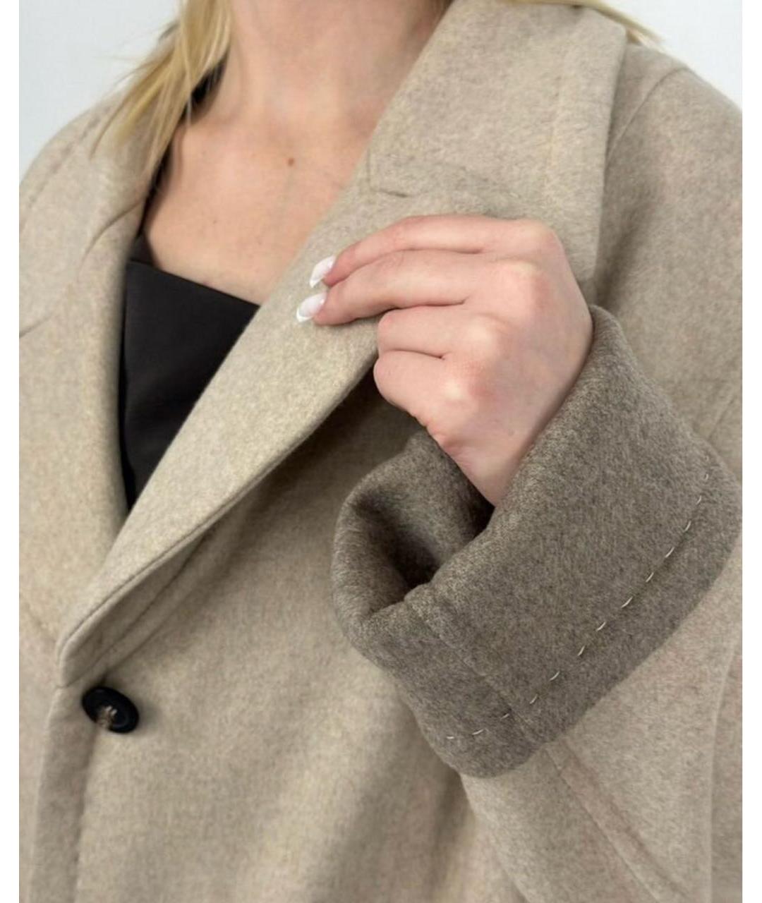 MALO Бежевое кашемировое пальто, фото 7