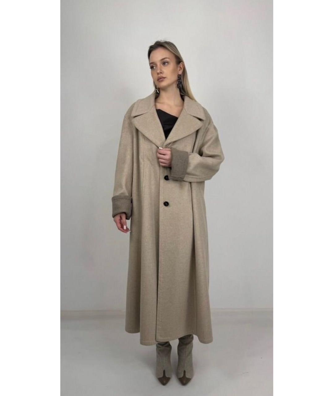 MALO Бежевое кашемировое пальто, фото 8