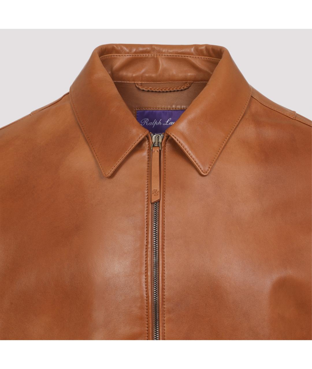 RALPH LAUREN PURPLE LABEL Коричневая кожаная куртка, фото 4