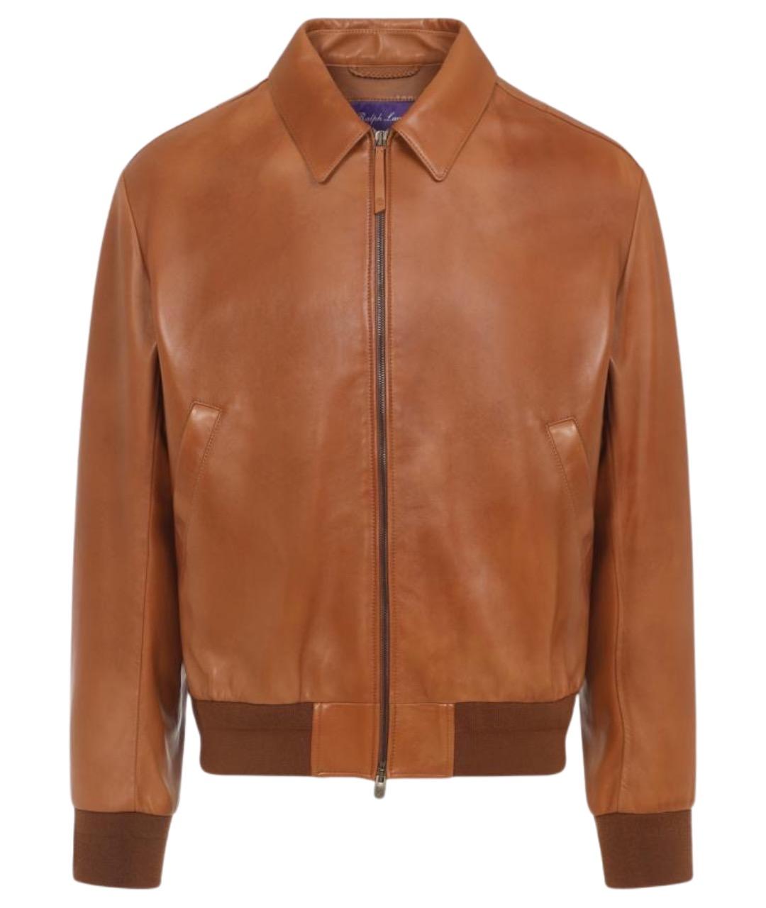 RALPH LAUREN PURPLE LABEL Коричневая кожаная куртка, фото 1