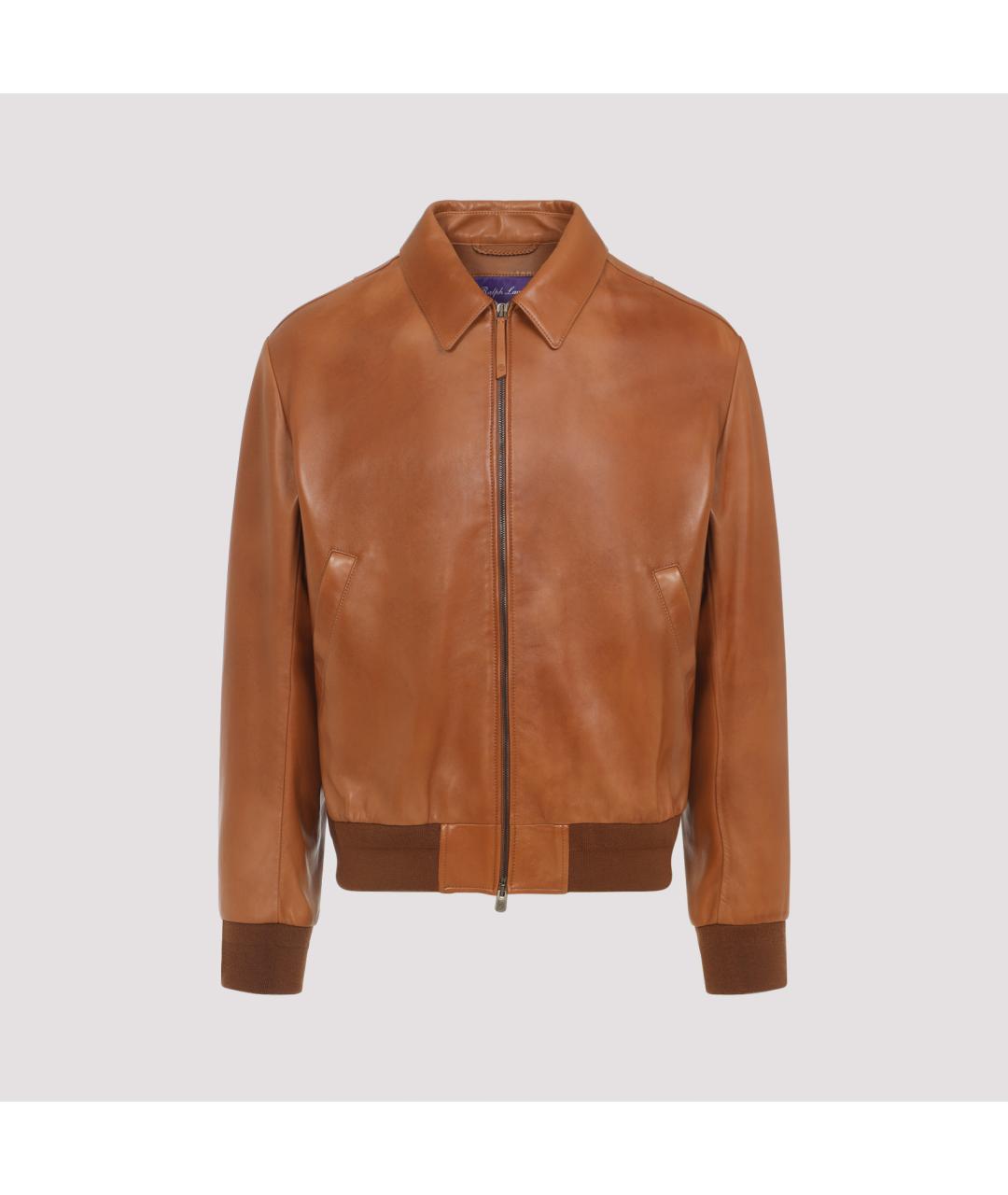 RALPH LAUREN PURPLE LABEL Коричневая кожаная куртка, фото 5